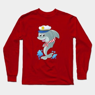 blue captain dolphin Long Sleeve T-Shirt